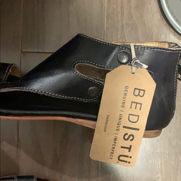 New bed Stu black Leather Gladiator Sandals Sz 7 - Picture 9 of 13